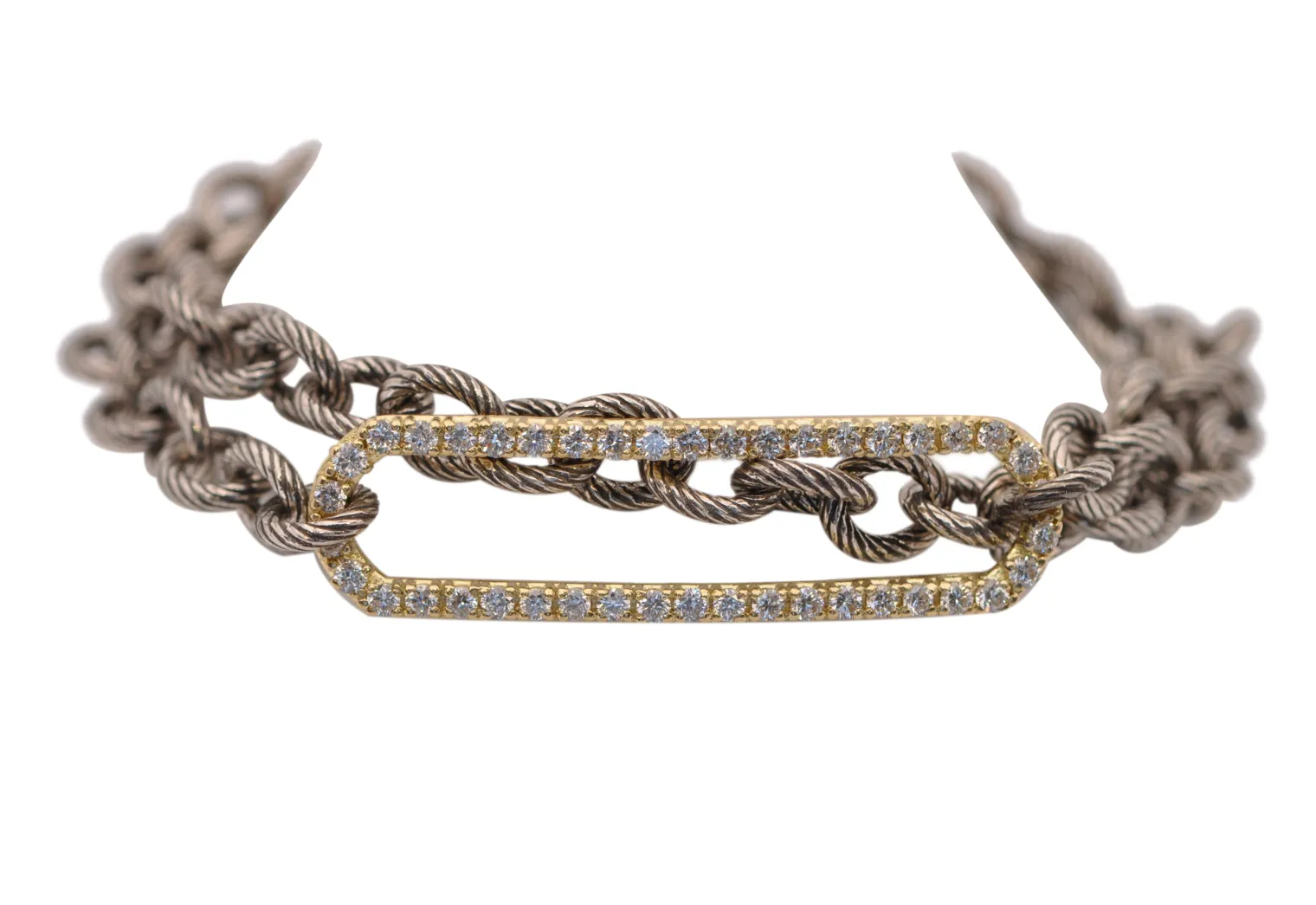 DOUBLE WRAP PAVE PAPERCLIP ID BRACELET