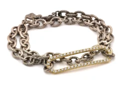 DOUBLE WRAP PAVE PAPERCLIP ID BRACELET