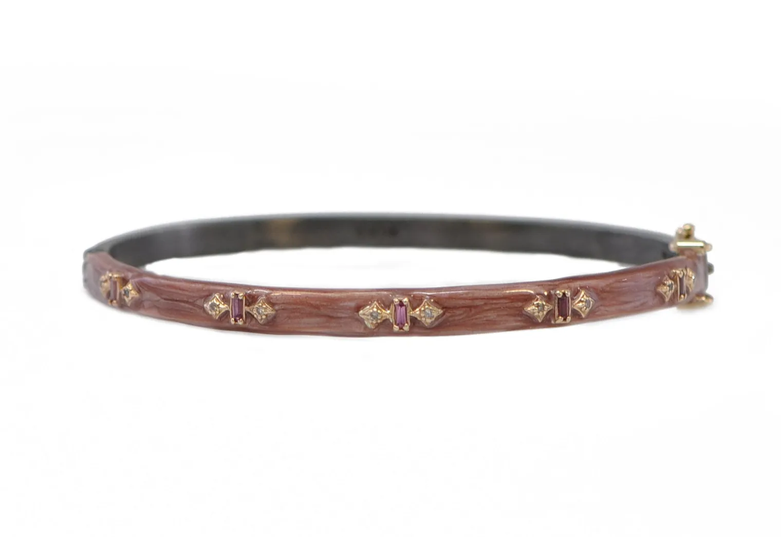 DUSTY ROSE ENAMEL CRIVELLI PURPLE GARNET HUGGIE BRACELET