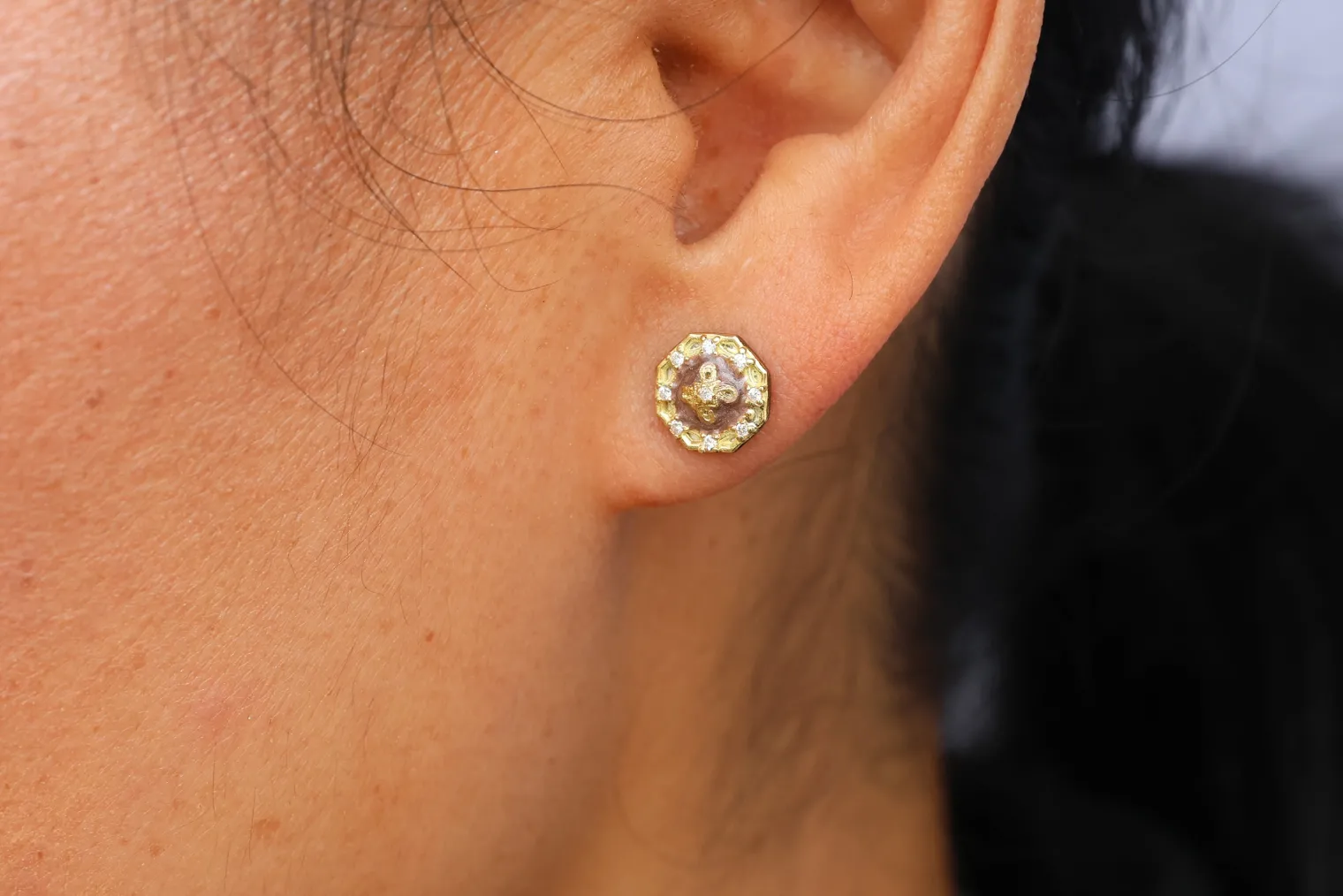 DUSTY ROSE ENAMEL STUD EARRINGS