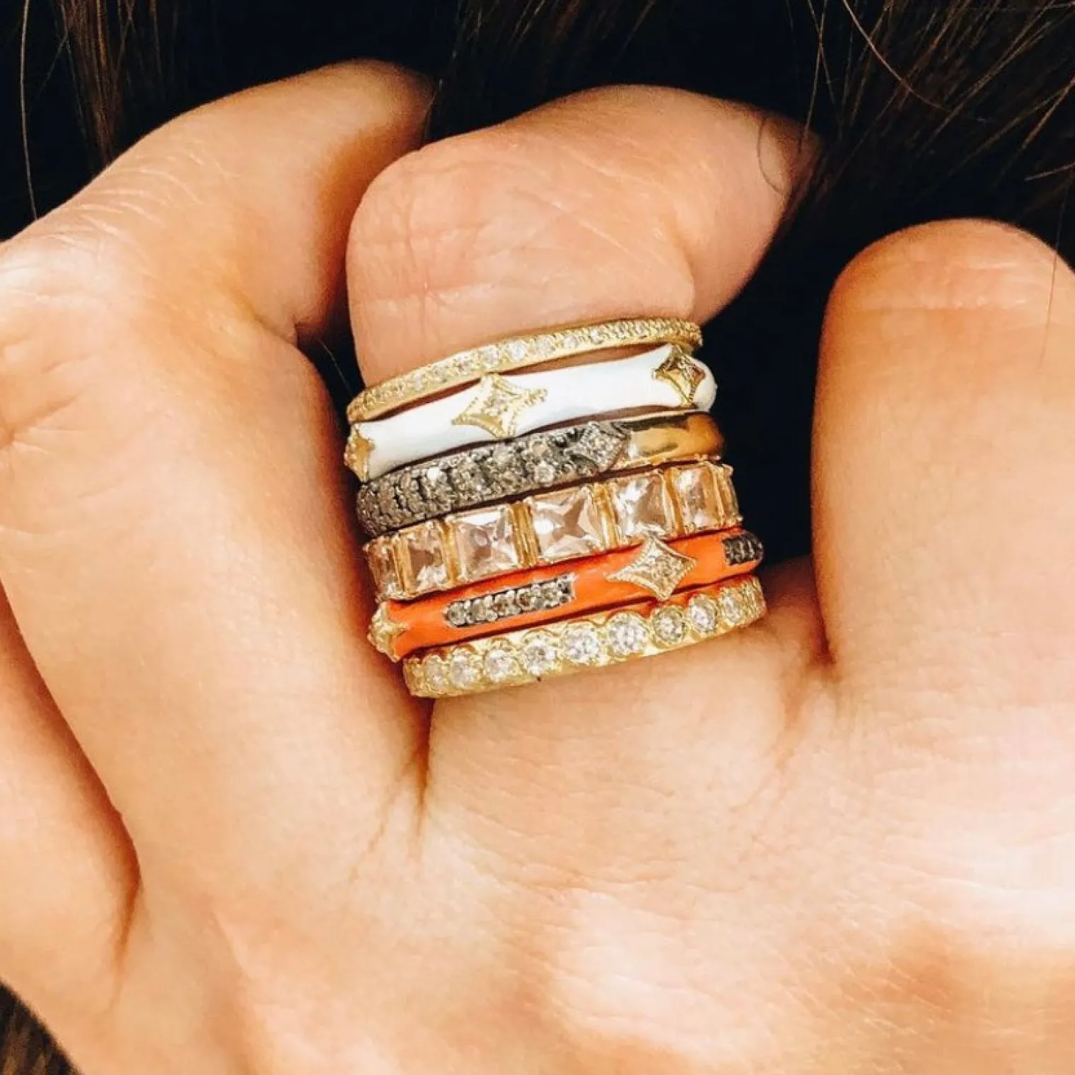Enamel Crivelli Stack Band Ring