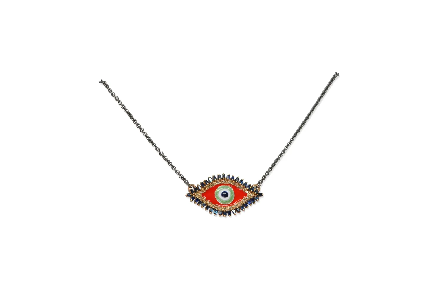 Enamel Evil Eye Pendant Necklace