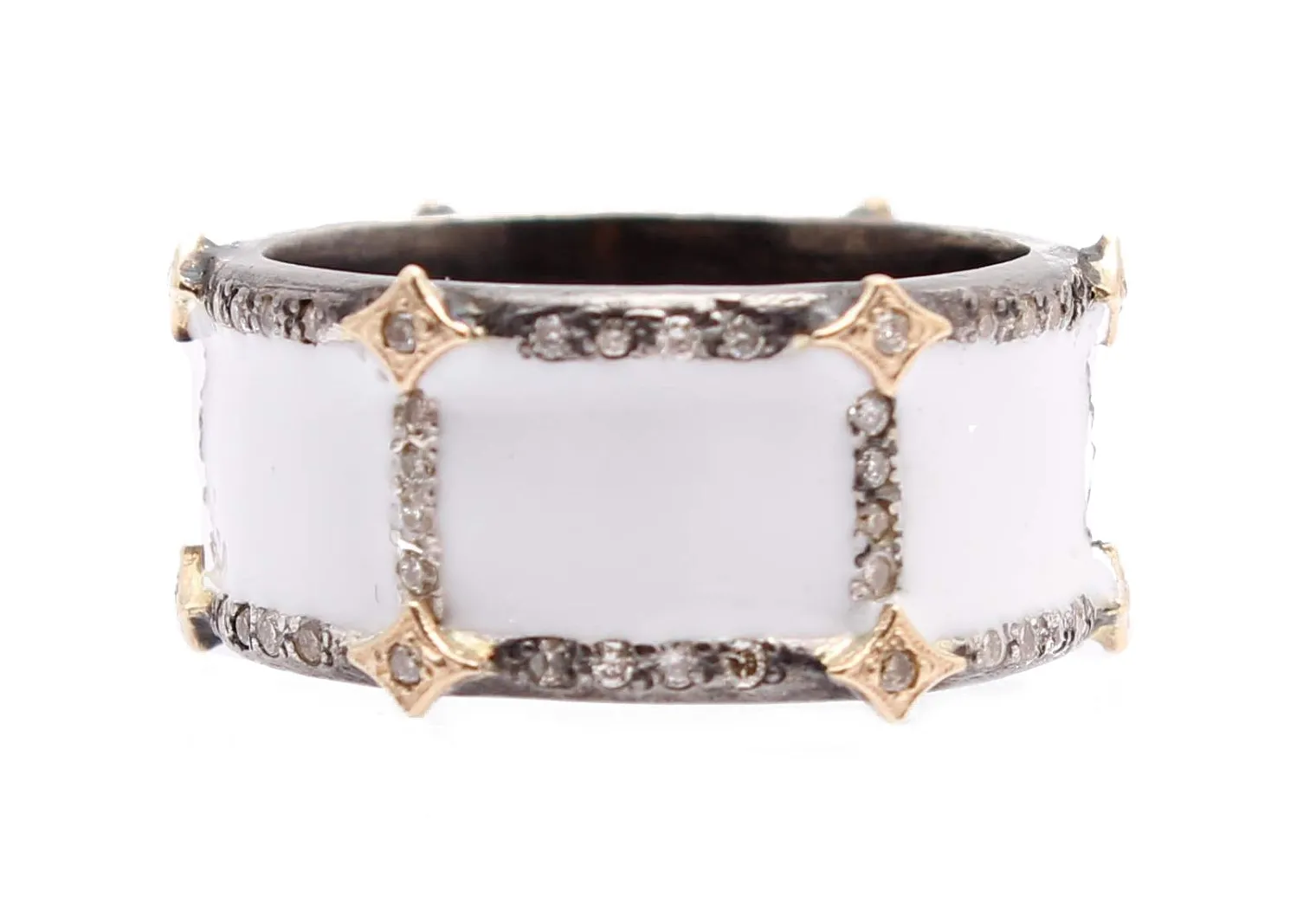 Enamel Wide Band Stack Ring