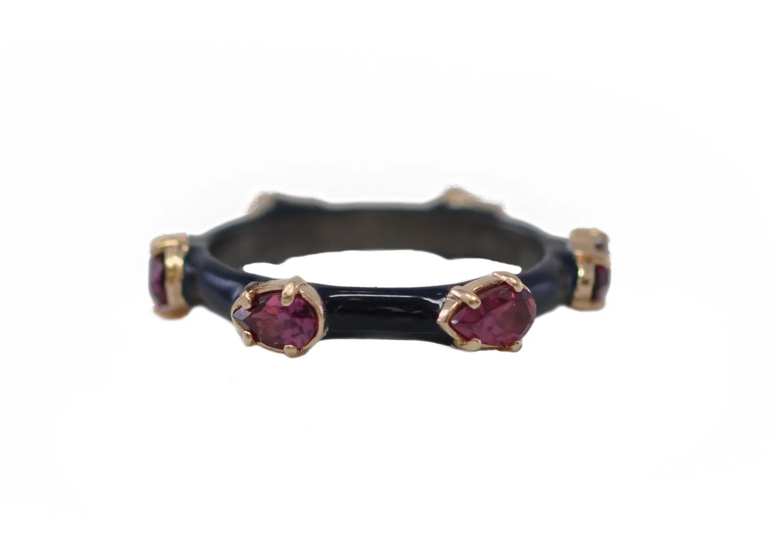 Enamel with Garnet Stations Stack Ring