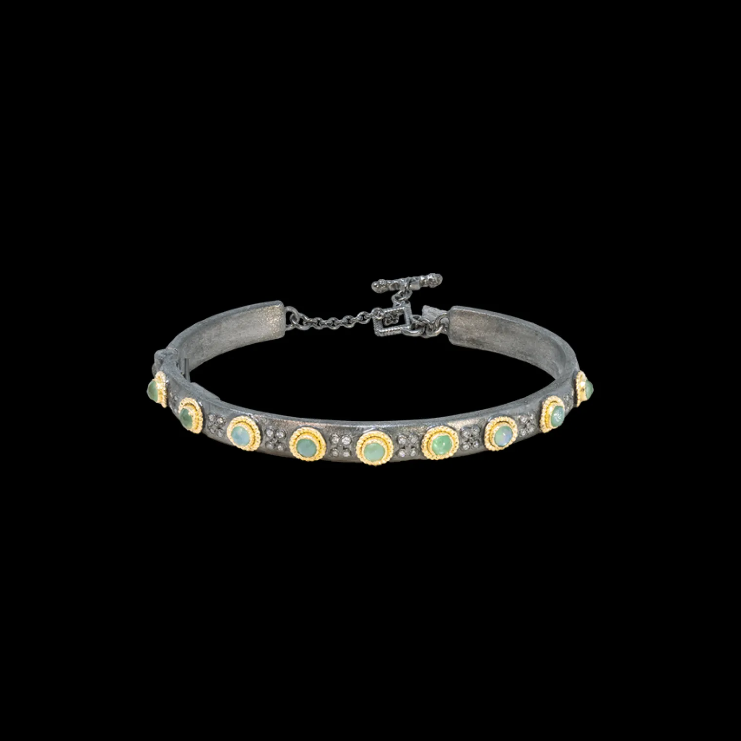 GRANDIDIERITE AND GREY DIAMONDS KICK CUFF BRACELET