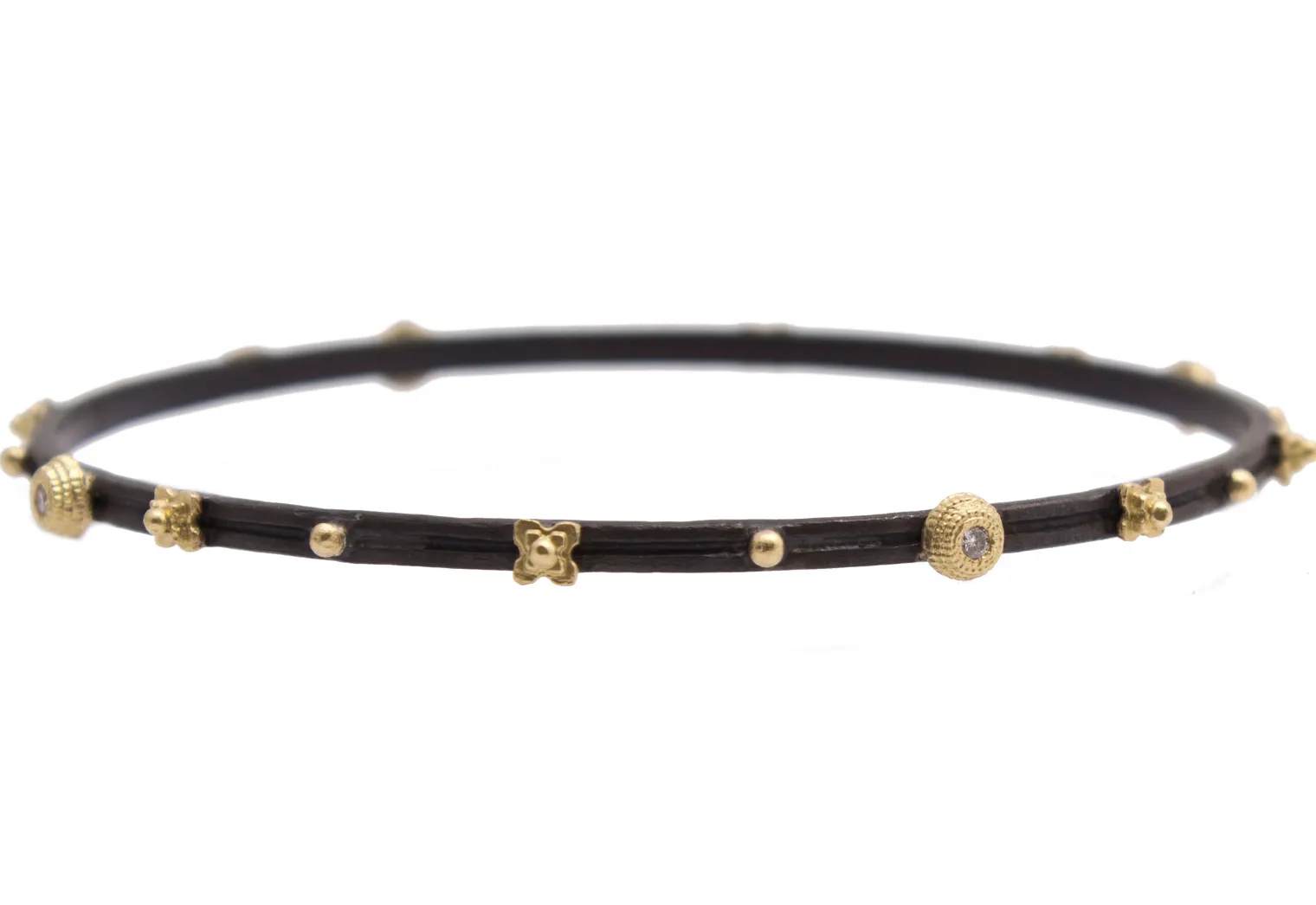 Granulated and Carved Bezel Bangle Bracelet (0.06 TCW)