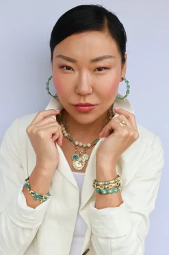 GREEN BEADED ARTIFACT BRACELET