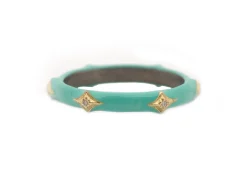 GREEN TURQUOISE ENAMEL STACK BAND RING