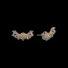 GREY DIAMOND BAGUETTE CLUSTER WITH LIGHT NUDE ENAMEL STUD EARRINGS