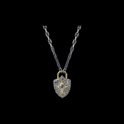 GREY DIAMOND PADLOCK SHIELD NECKLACE