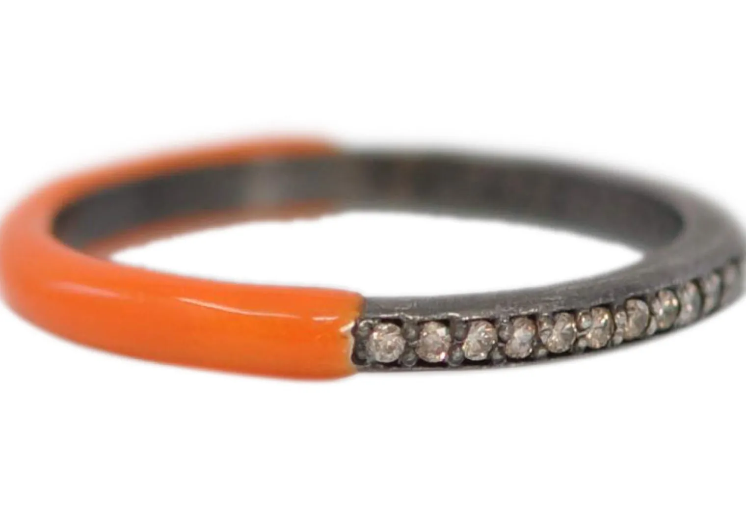 Half Enamel and Half Stack Band Ring