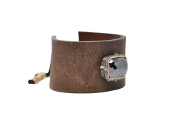 Hematite Station Leather Pull Bracelet