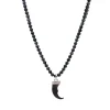 30" HORN ENHANCER WITH BLACK GREY RUTILATED QUARTZ NECKLACE