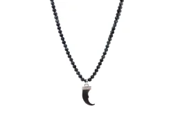 30" HORN ENHANCER WITH BLACK GREY RUTILATED QUARTZ NECKLACE
