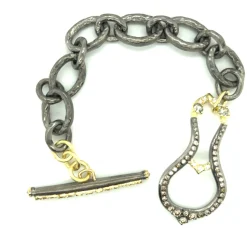 HORSESHOE LINK BRACELET WITH GREY AND WHITE DIAMONDS