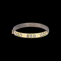 HUGGIE BRACELET WITH WHITE DIAMONDS AND BLUE LAVANDER GREY SPINEL