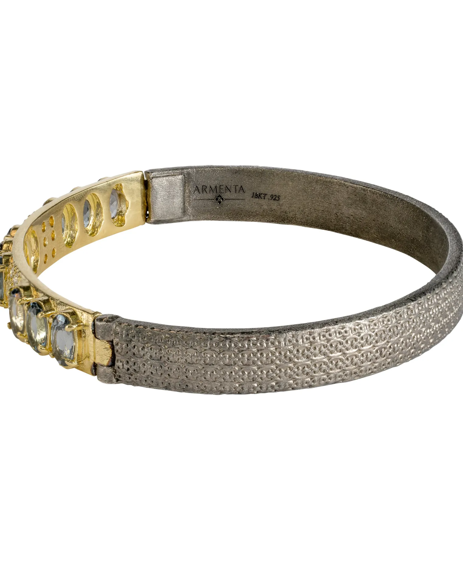 HUGGIE BRACELET WITH WHITE DIAMONDS AND BLUE LAVANDER GREY SPINEL