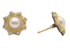 LARGE CARVED SUNBURST STUD EARRINGS