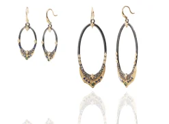 LARGE ELONGATED POINTED OVAL DROP EARRINGS