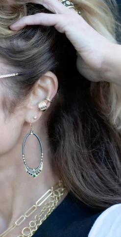 LARGE ELONGATED POINTED OVAL DROP EARRINGS
