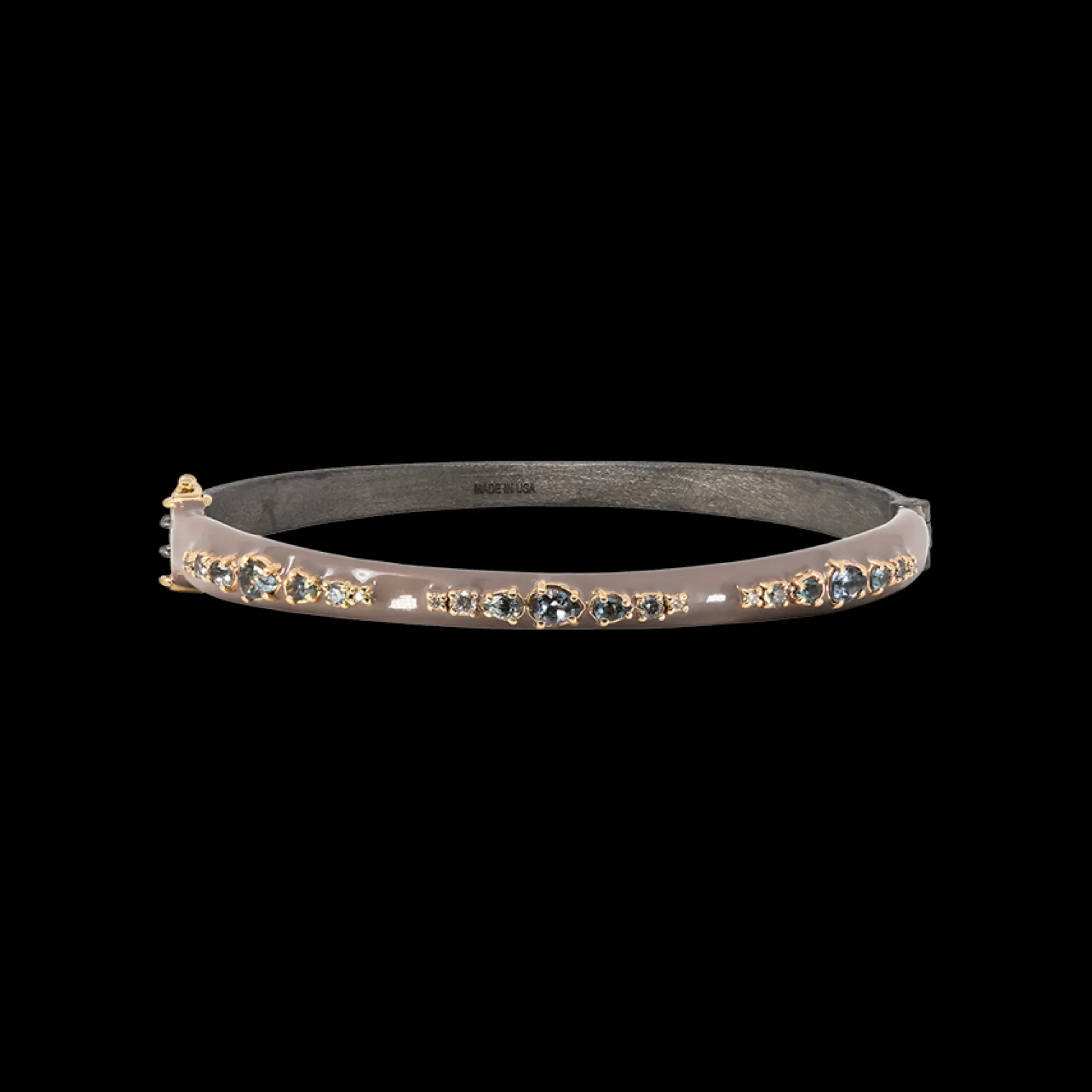 LIGHT MAUVE ENAMEL CRIVELLI GREY SPINEL HUGGIE BRACELET