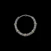 LINK BRACELET WITH GREY DIAMONDS CYLINDER BEADS