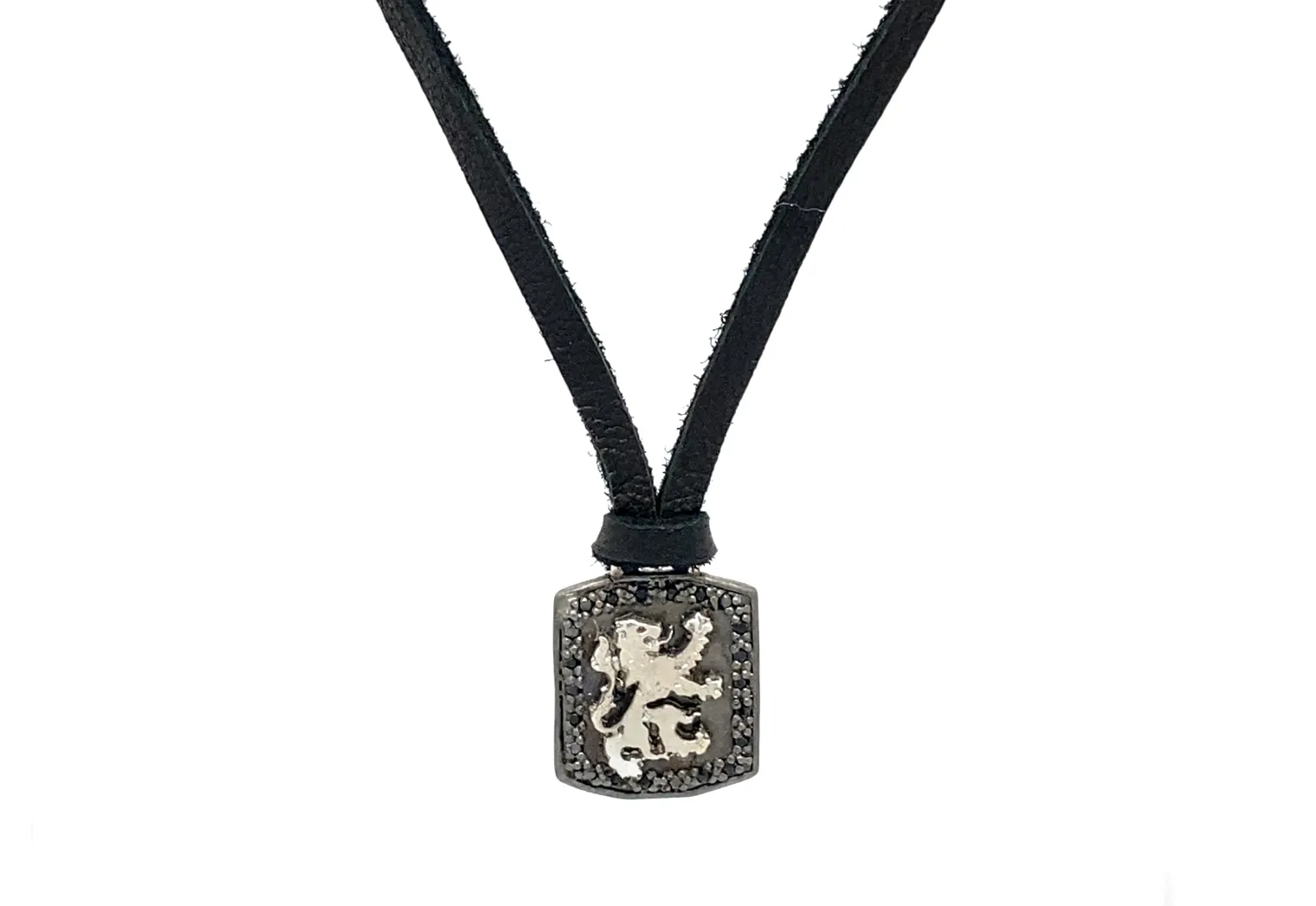 Lion Shield Pendant Leather Necklace