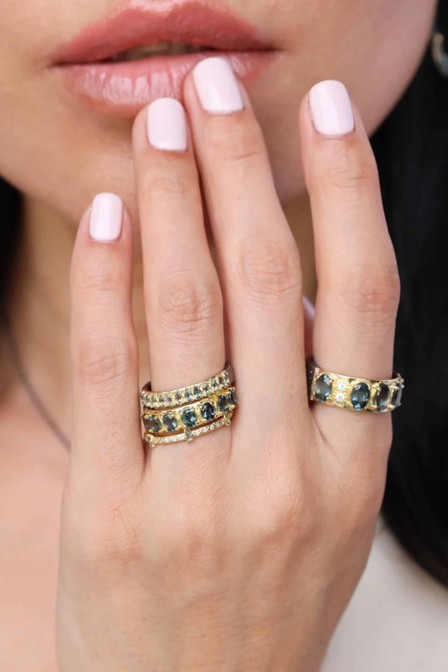 MARQUISE BLUE GREEN SPINEL STACK BAND