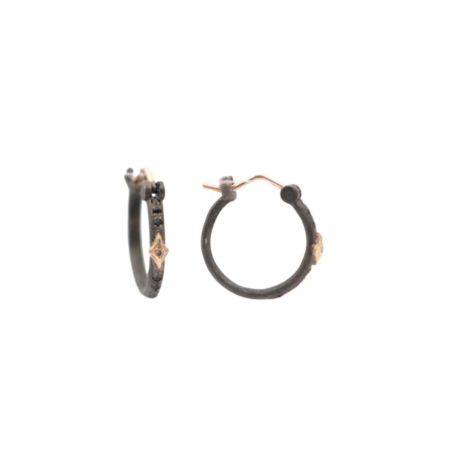 13MM BLACK HUGGIE HOOP EARRINGS