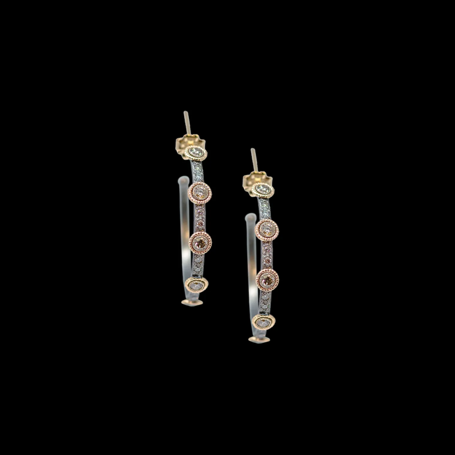 25 MM CHAMPAGNE DIAMONDS HOOP EARRINGS