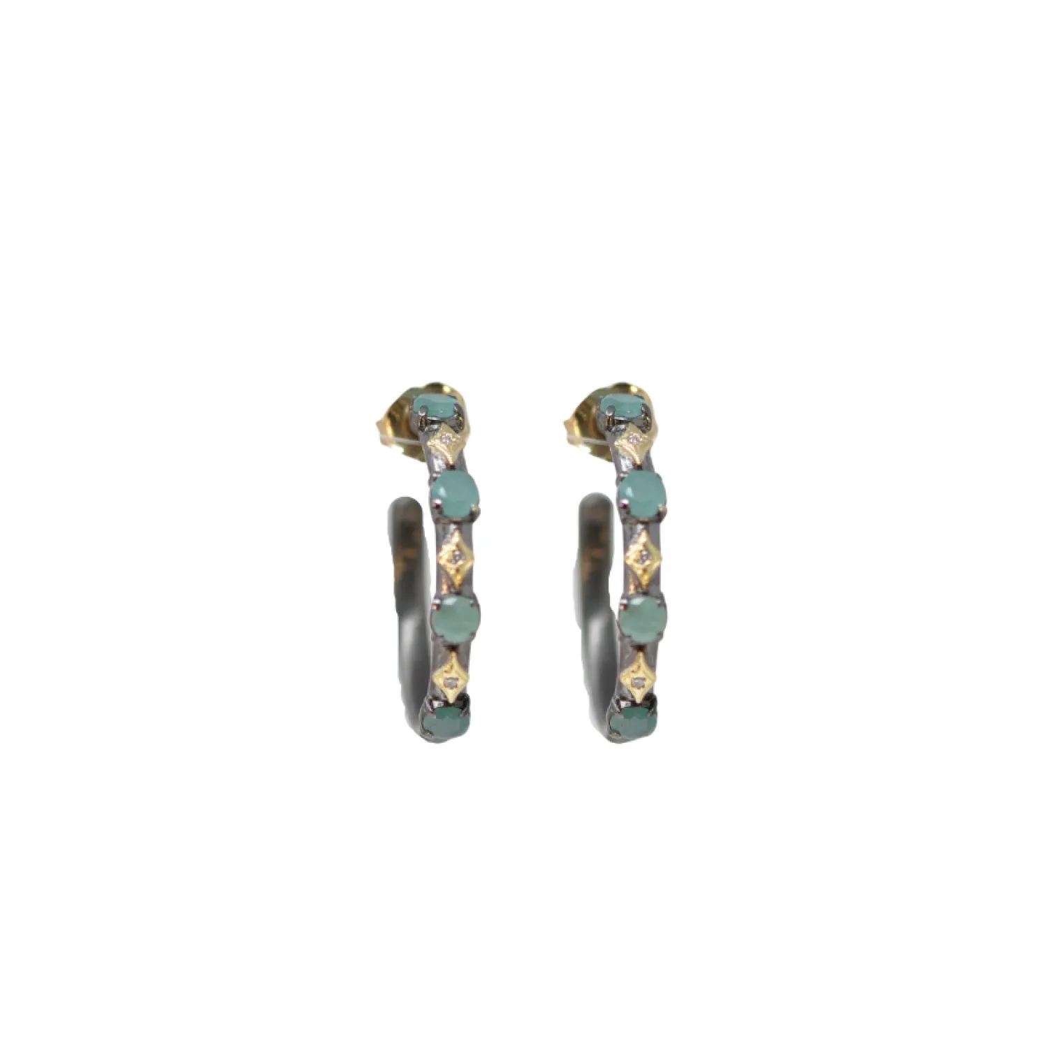 16.5 MM CRIVELLI AND GRANDIDIERITE HOOP EARRINGS