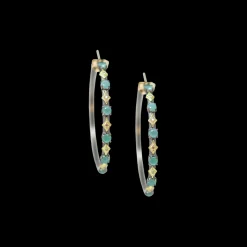 35 MM CRIVELLI AND GRANDIDIERITE HOOP EARRINGS