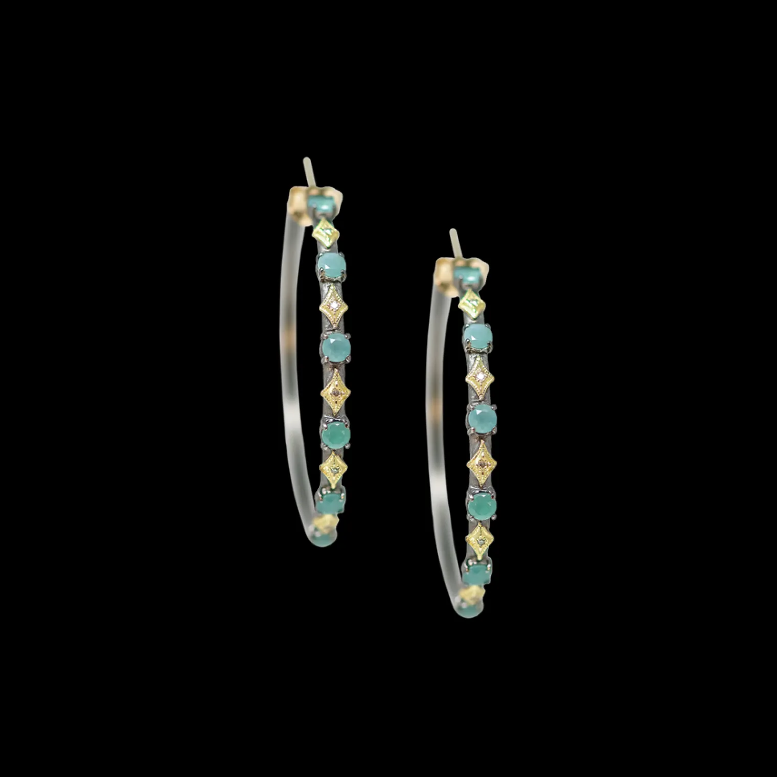 35 MM CRIVELLI AND GRANDIDIERITE HOOP EARRINGS