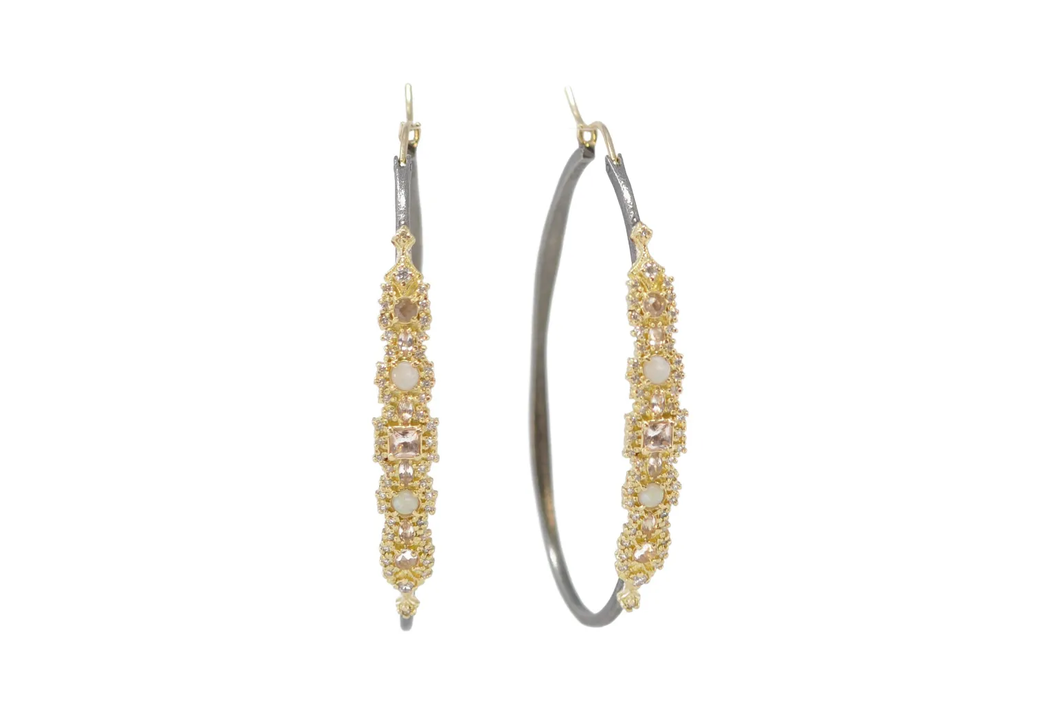 43 MM CRIVELLI AUSTRALIAN OPAL HOOP EARRINGS