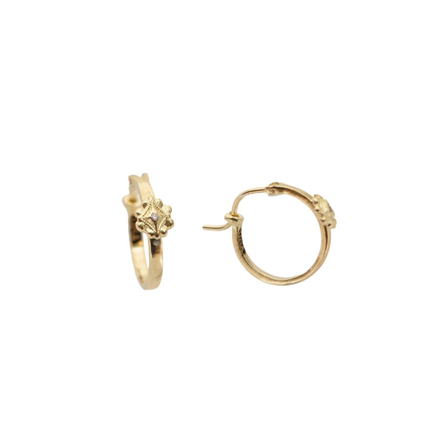 13MM FLORAL HUGGIE HOOP EARRINGS