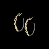35 MM GOLD PAPERCLIP AND STERLING SILVER HOOP EARRINGS