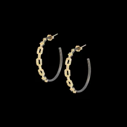 35 MM GOLD PAPERCLIP AND STERLING SILVER HOOP EARRINGS
