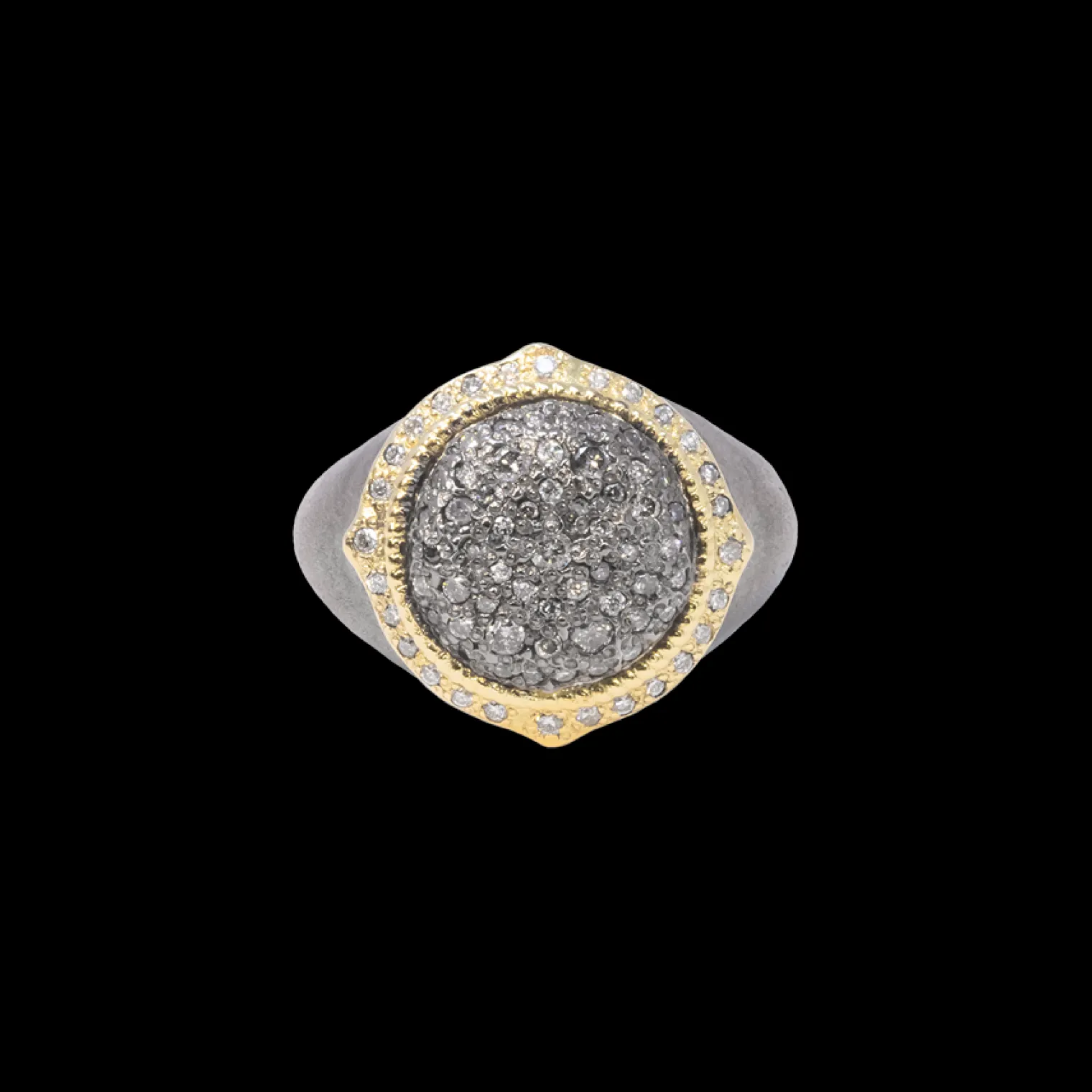 16 MM GREY AND WHITE DIAMONDS STATEMENT RING