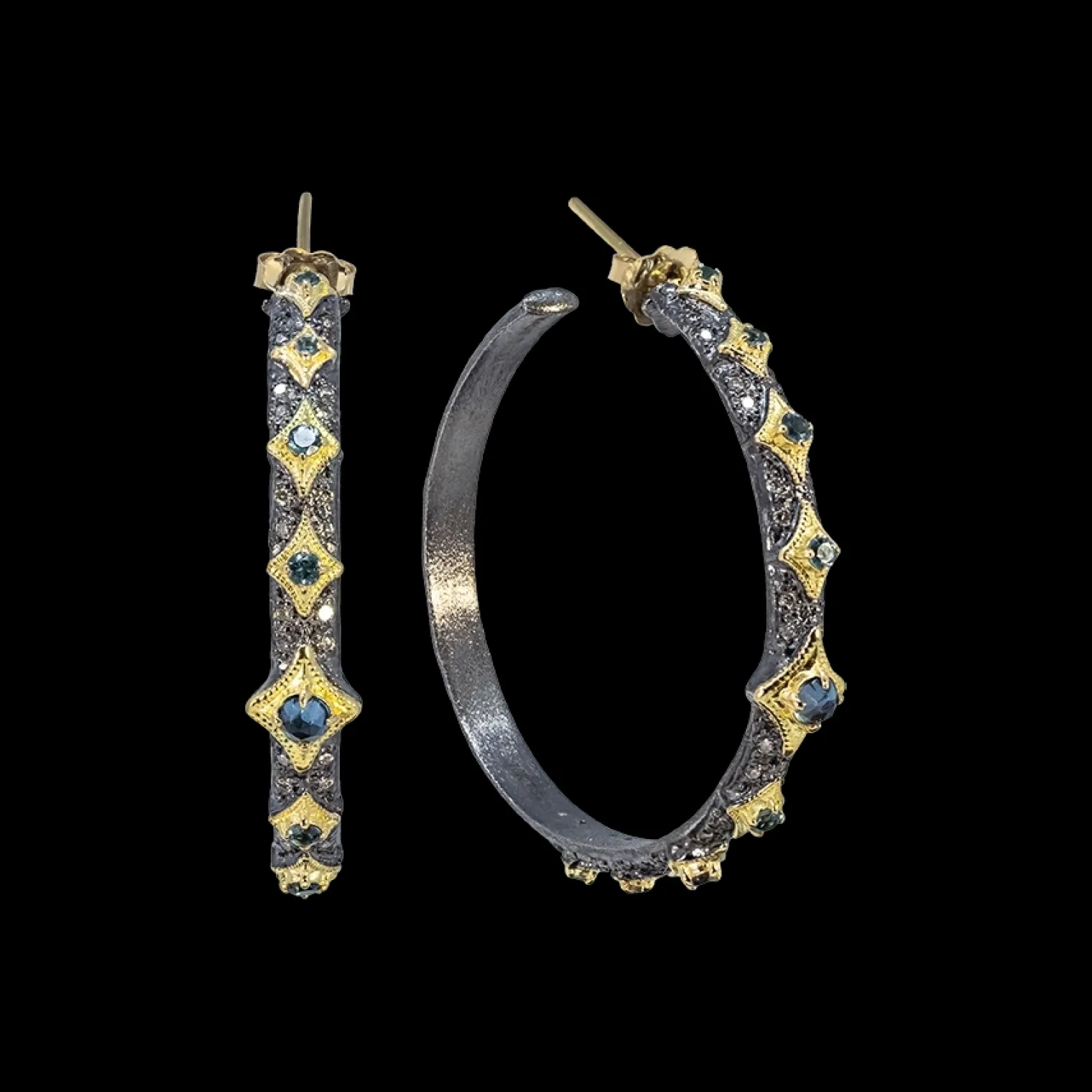 35MM LONDON BLUE TOPAZ CRIVELLI HOOP EARRING