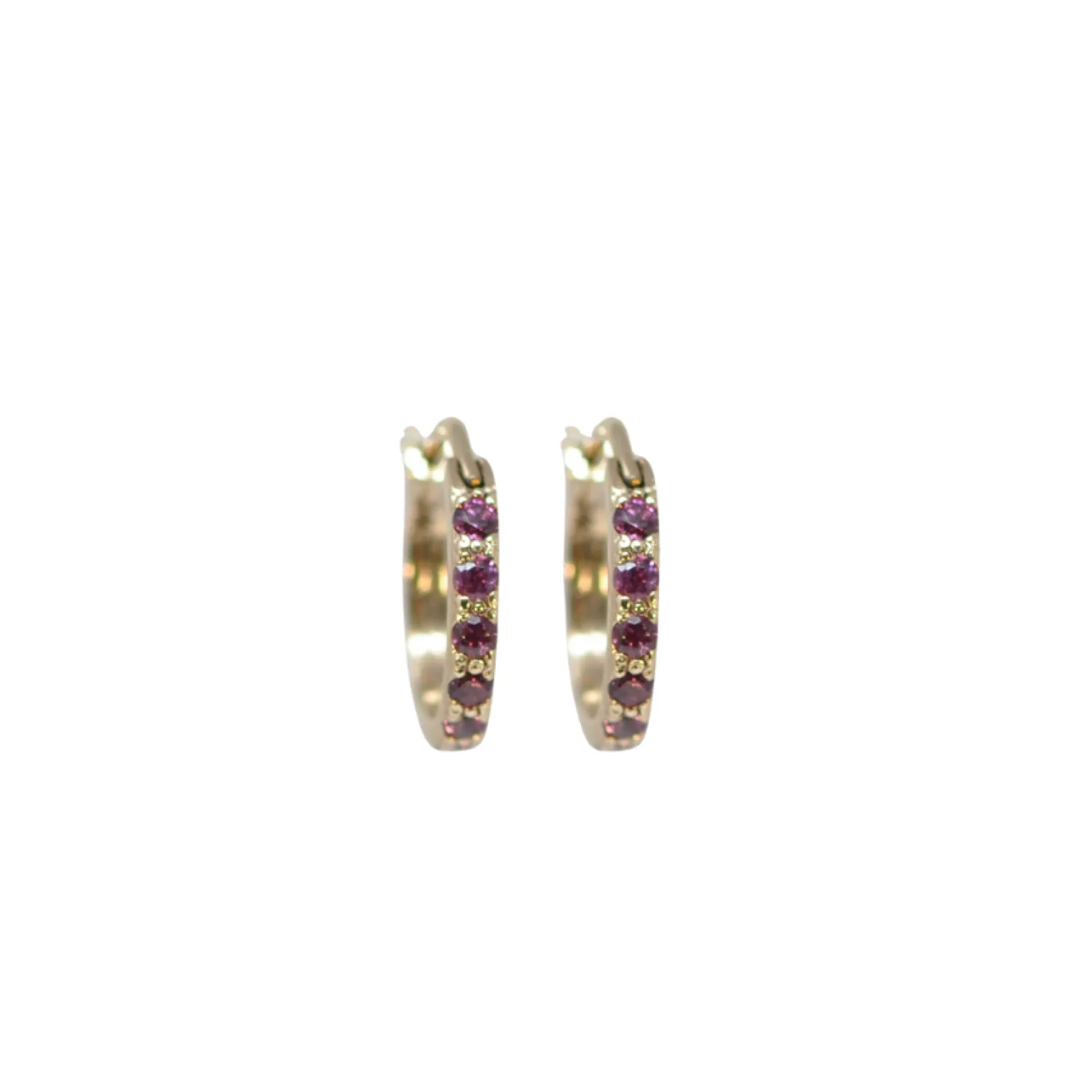 13 MM PURPLE GARNET HOOP EARRINGS