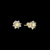 3 MM SQUARE OPAL AND GREY SPINEL STUD EARRINGS