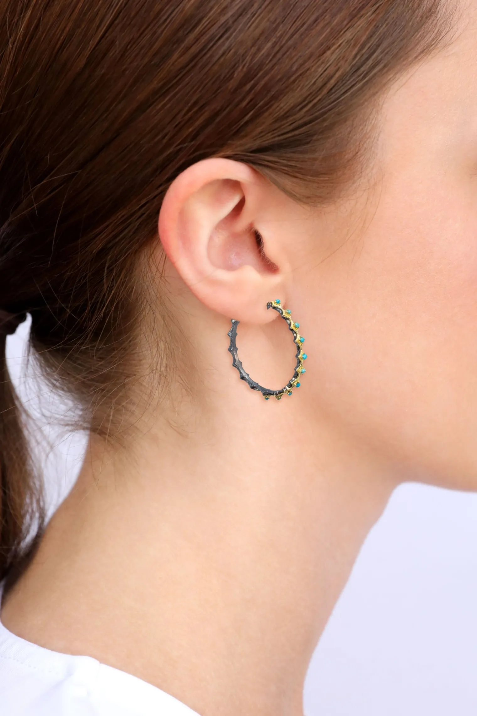 35MM TURQUOISE CRIVELLI HOOP EARRING