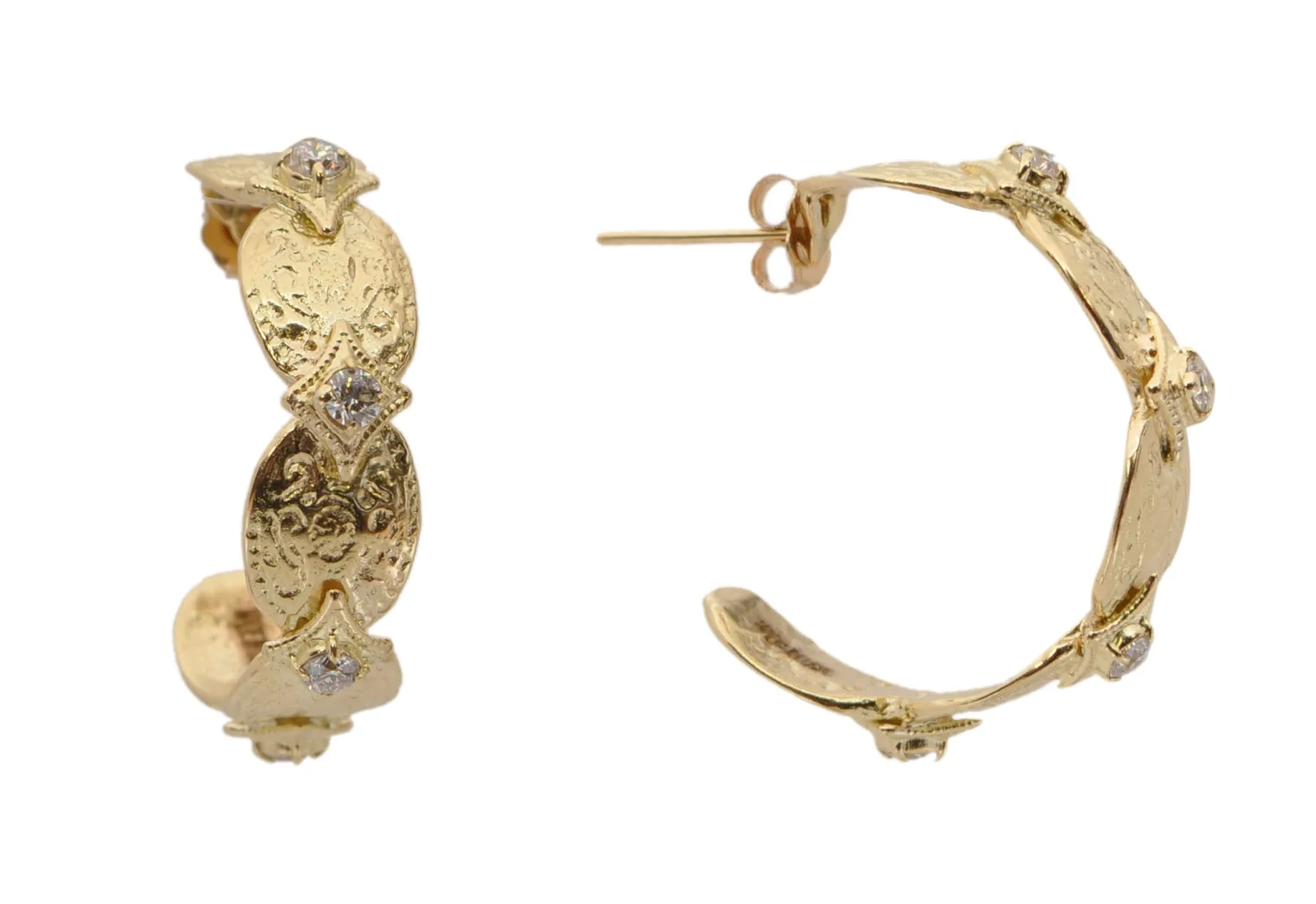 27MM YELLOW GOLD ARTIFACT HOOP EARRINGS
