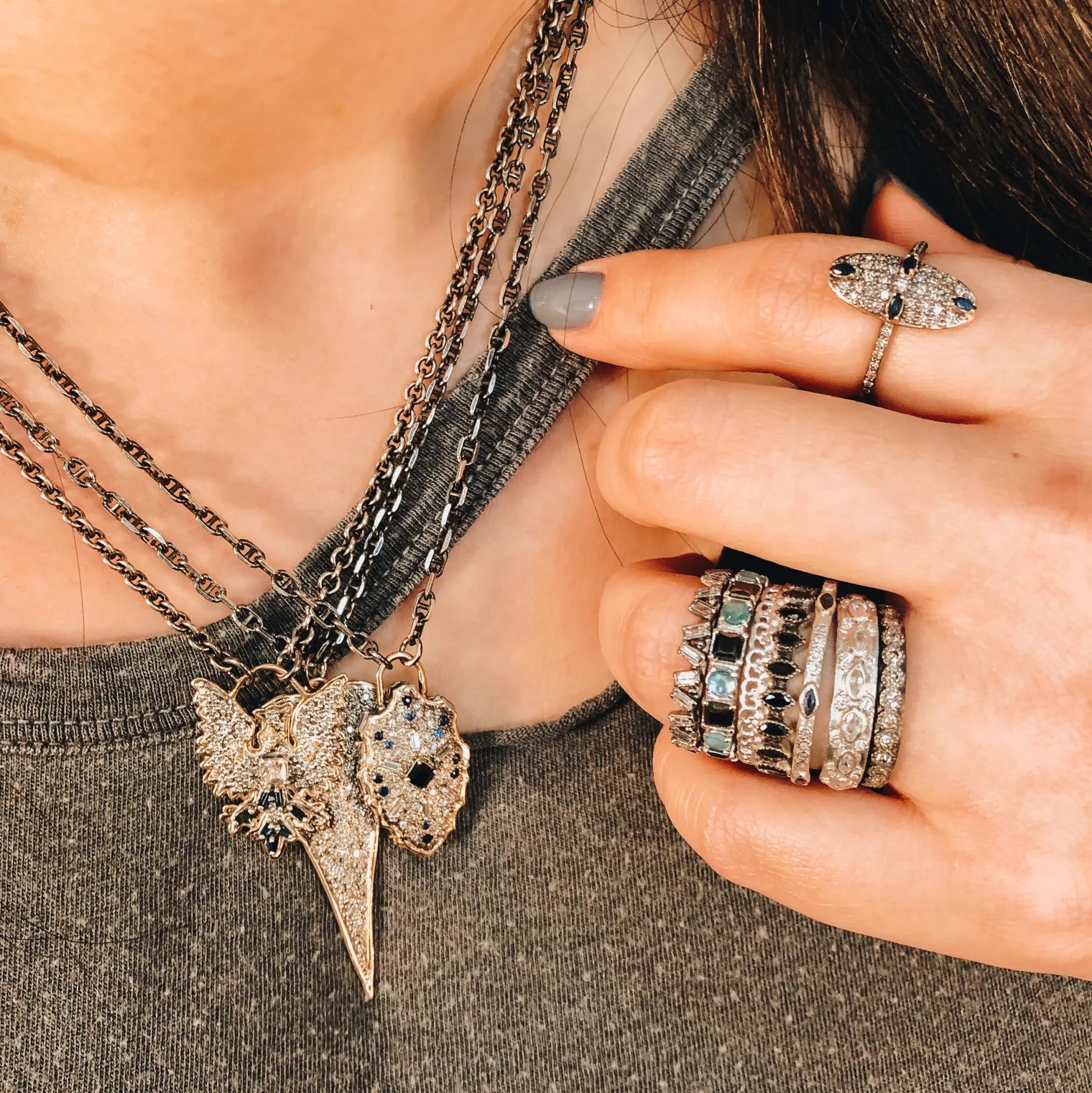 Multi-Stone Stack Band Ring