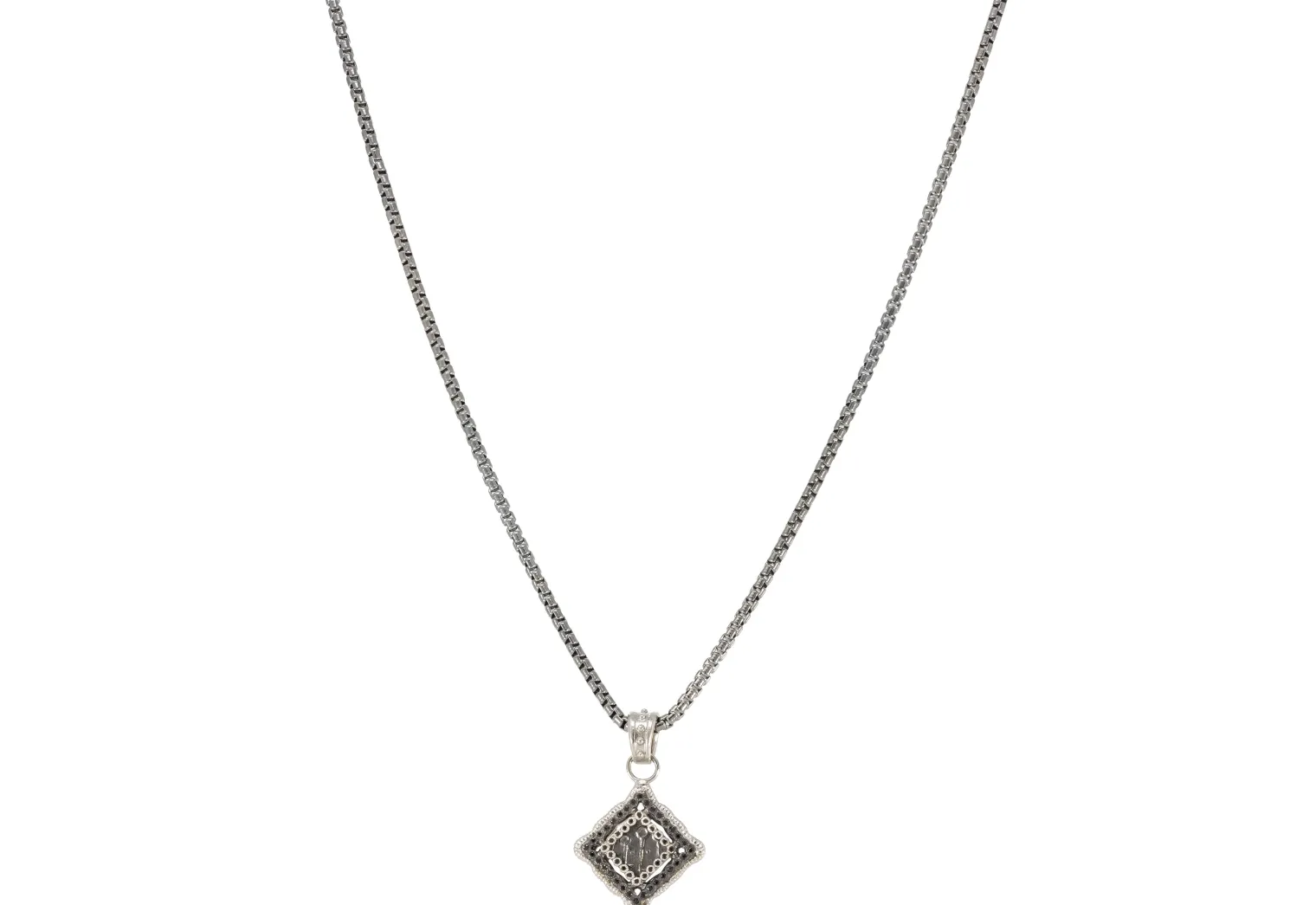 24" ODILE BLACK SAPPHIRE SHAPE MEDALLION NECKLACE