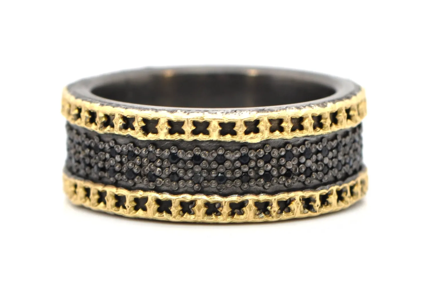 Open Scroll & Pave Stack Ring