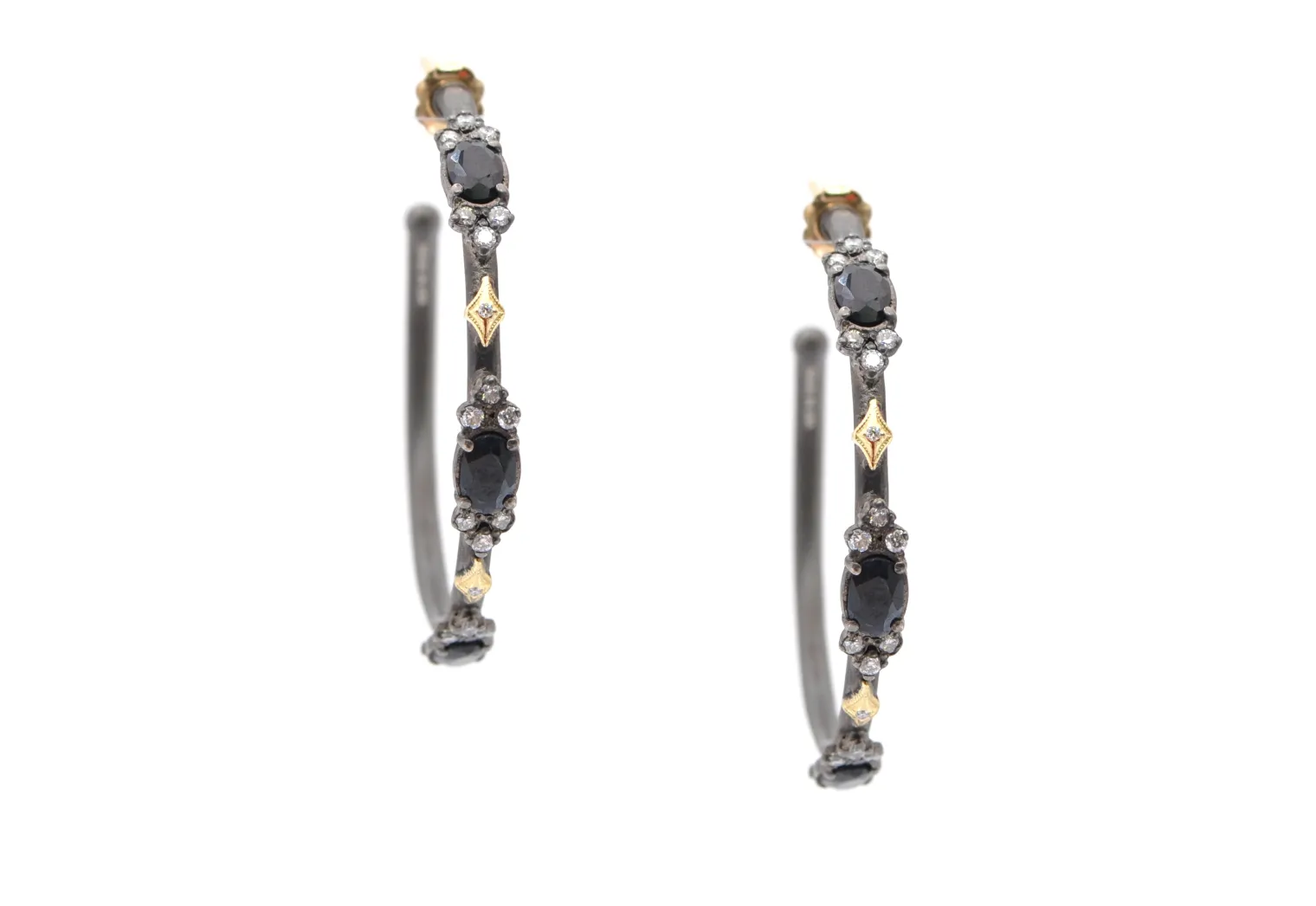 Oval Cluster Hoop Earrings