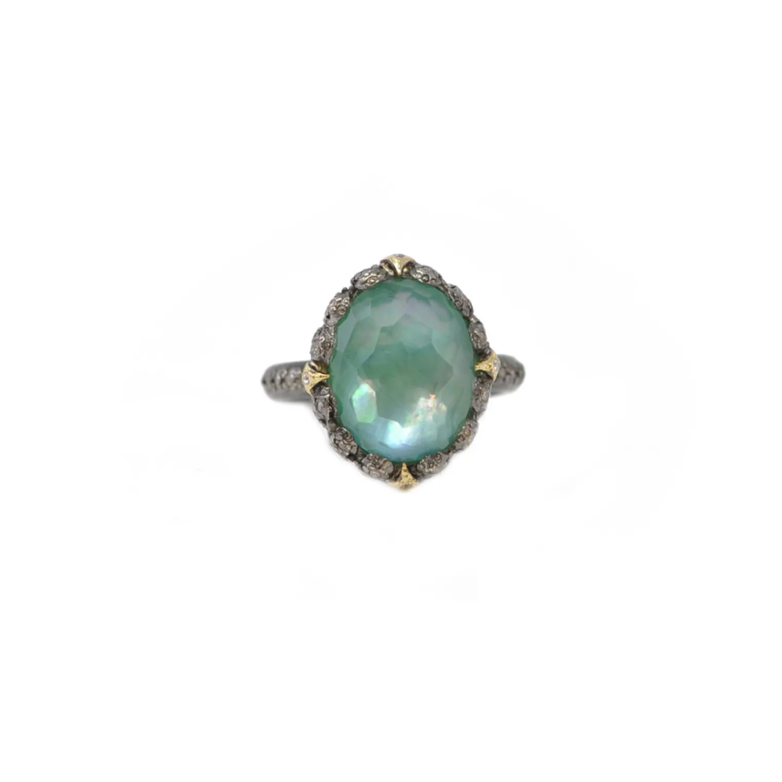 OVAL EMERALD AND CRIVELLI STATEMENT RING