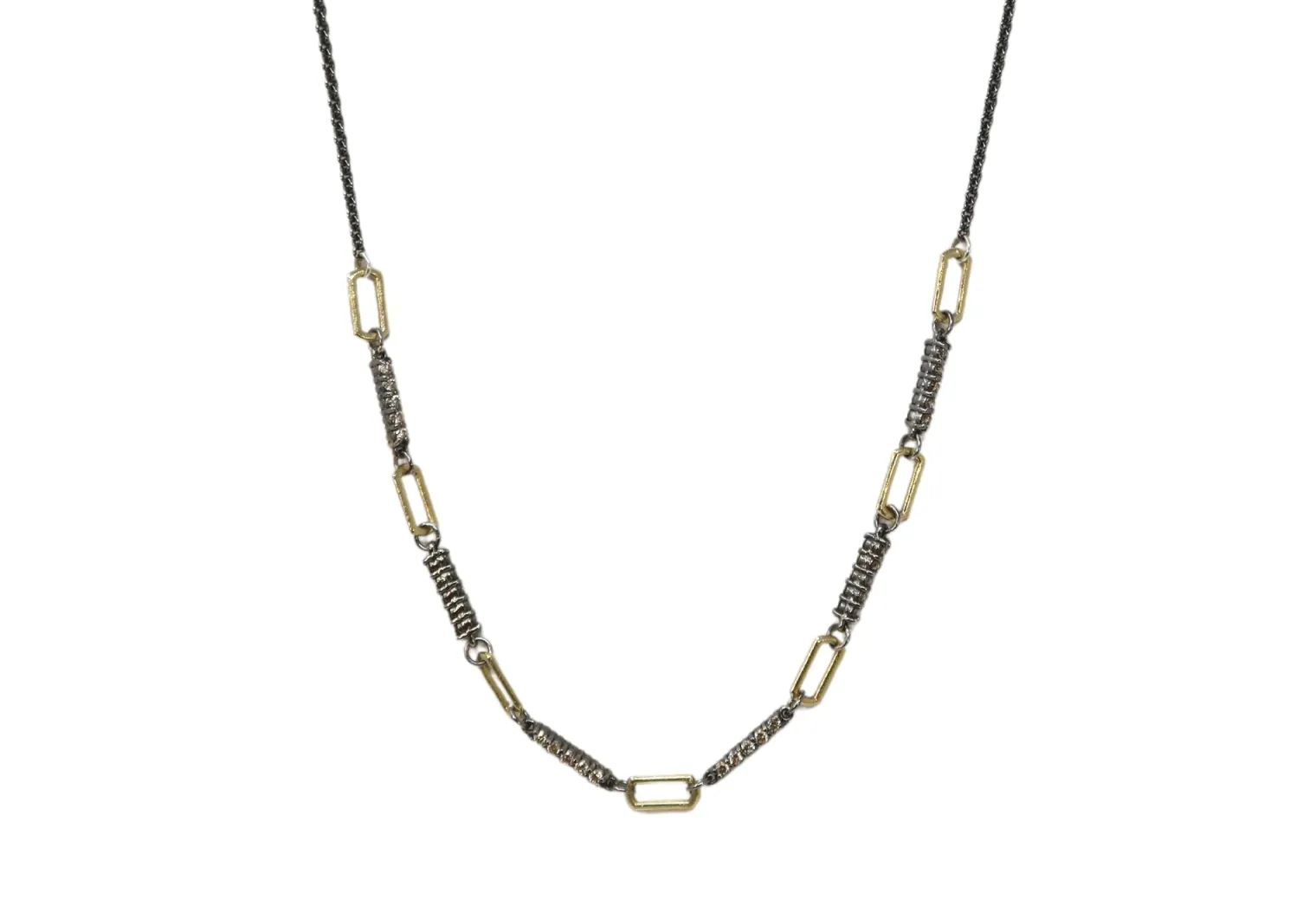 16.5" PAPERCLIP AND DIAMOND NECKLACE