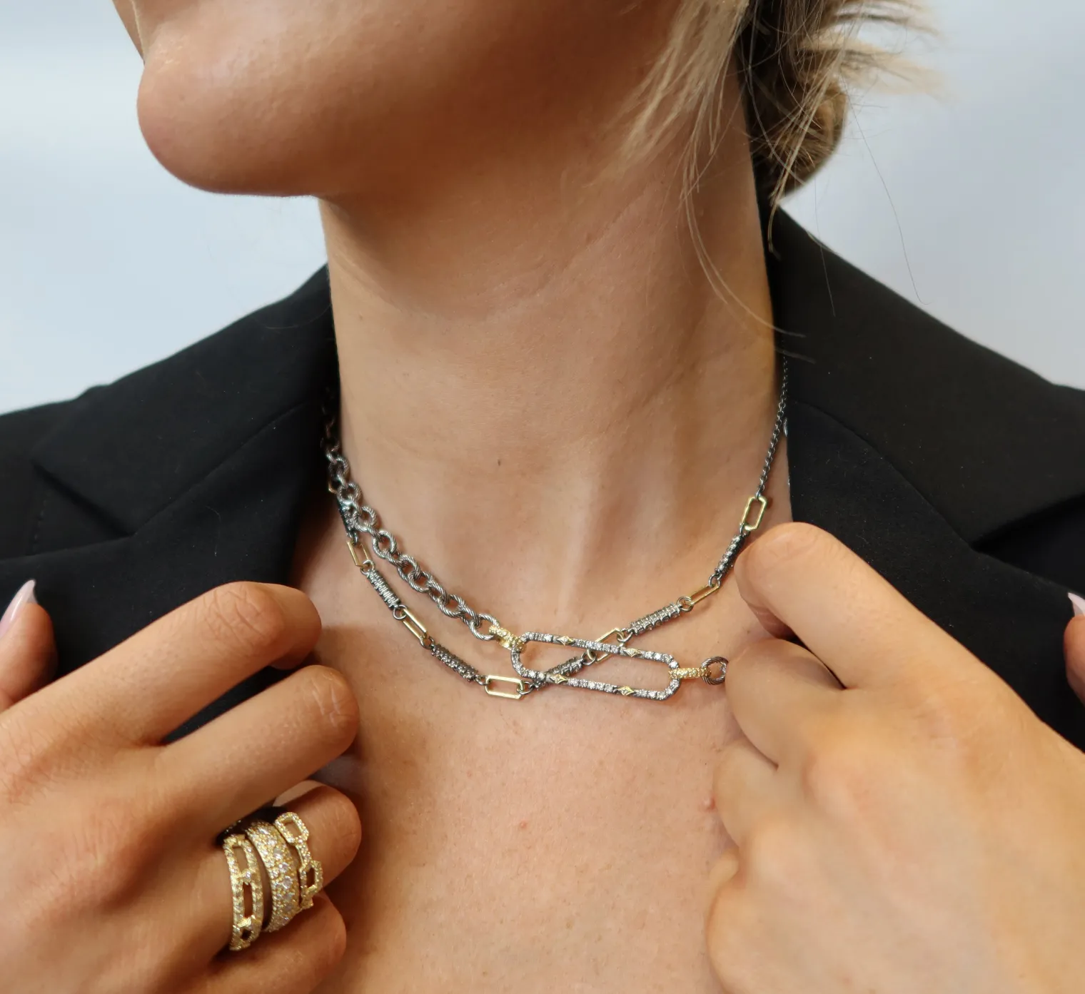 16.5" PAPERCLIP AND DIAMOND NECKLACE